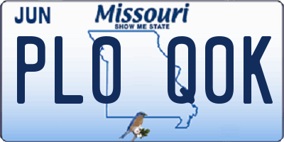 MO license plate PL0Q0K