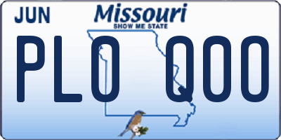 MO license plate PL0Q0O