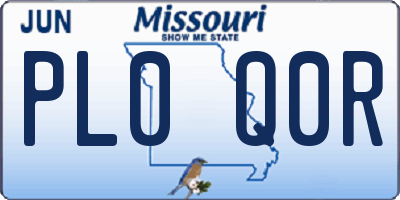 MO license plate PL0Q0R