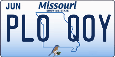 MO license plate PL0Q0Y