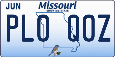 MO license plate PL0Q0Z