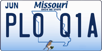 MO license plate PL0Q1A