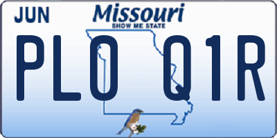 MO license plate PL0Q1R