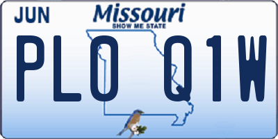 MO license plate PL0Q1W
