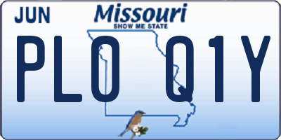 MO license plate PL0Q1Y