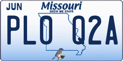 MO license plate PL0Q2A