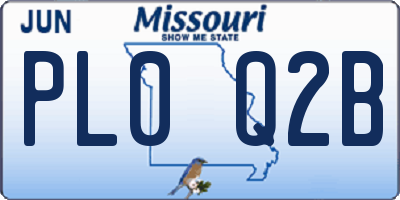 MO license plate PL0Q2B