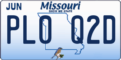 MO license plate PL0Q2D