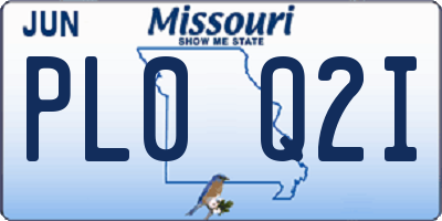 MO license plate PL0Q2I