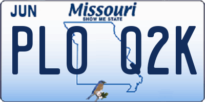MO license plate PL0Q2K