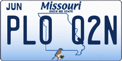 MO license plate PL0Q2N