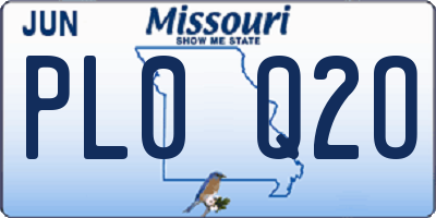 MO license plate PL0Q2O