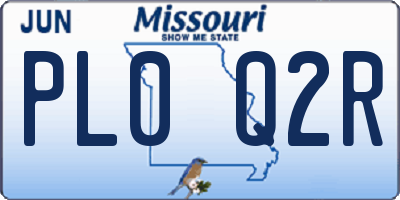 MO license plate PL0Q2R