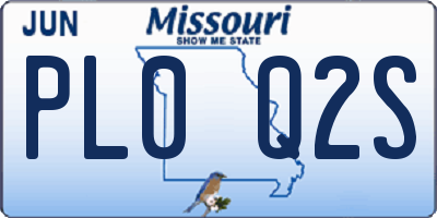 MO license plate PL0Q2S