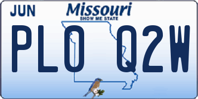 MO license plate PL0Q2W