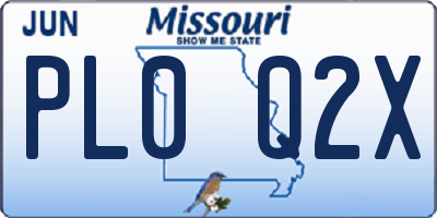 MO license plate PL0Q2X