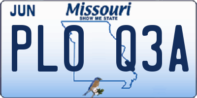 MO license plate PL0Q3A