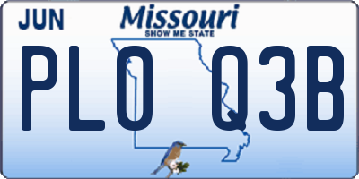 MO license plate PL0Q3B