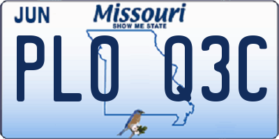 MO license plate PL0Q3C