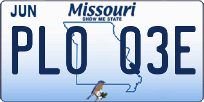 MO license plate PL0Q3E