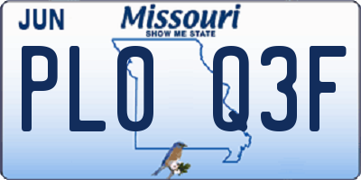 MO license plate PL0Q3F