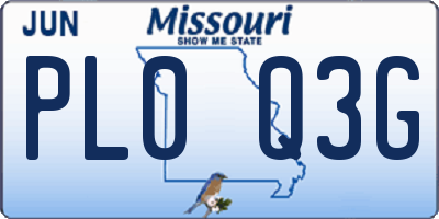 MO license plate PL0Q3G