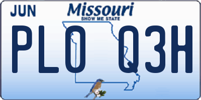 MO license plate PL0Q3H