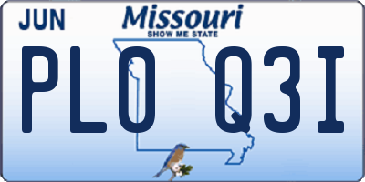 MO license plate PL0Q3I