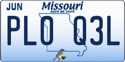 MO license plate PL0Q3L