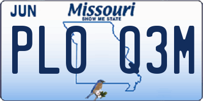 MO license plate PL0Q3M