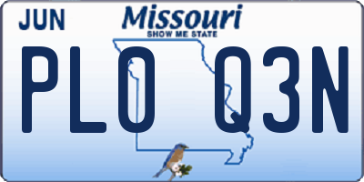 MO license plate PL0Q3N