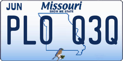 MO license plate PL0Q3Q