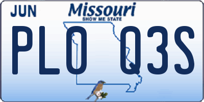 MO license plate PL0Q3S