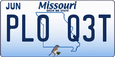 MO license plate PL0Q3T