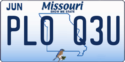 MO license plate PL0Q3U