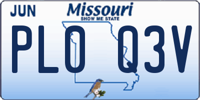 MO license plate PL0Q3V