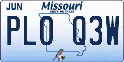 MO license plate PL0Q3W