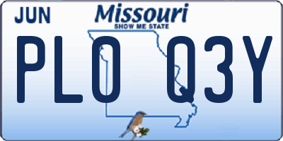 MO license plate PL0Q3Y