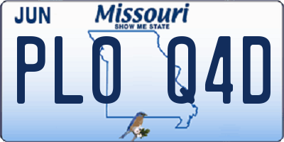 MO license plate PL0Q4D