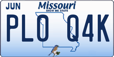 MO license plate PL0Q4K
