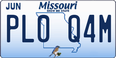 MO license plate PL0Q4M