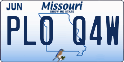 MO license plate PL0Q4W