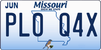 MO license plate PL0Q4X