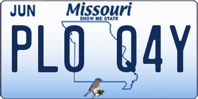 MO license plate PL0Q4Y