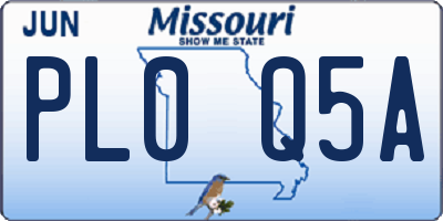 MO license plate PL0Q5A
