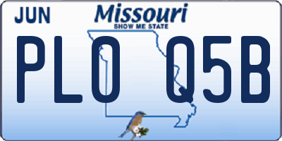 MO license plate PL0Q5B