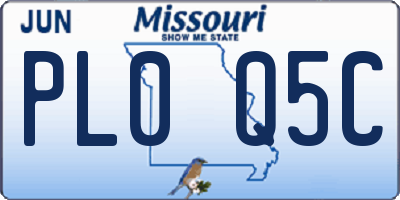 MO license plate PL0Q5C