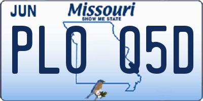MO license plate PL0Q5D