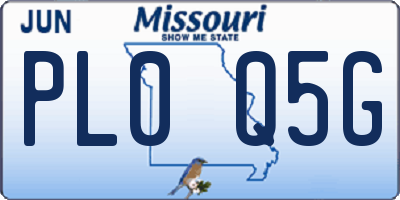 MO license plate PL0Q5G
