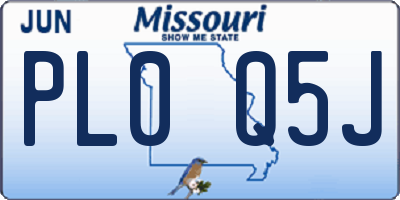 MO license plate PL0Q5J